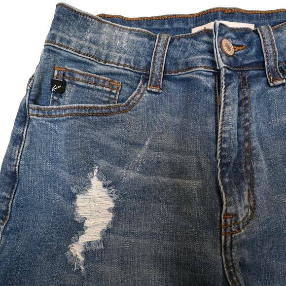 KanCan Womens 5/26 Cuffed Distressed Denim Jean Shorts - Picture 3 of 10